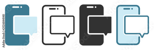 Obraz na płótnie Four phone icons with speech bubbles are shown in different colors and styles