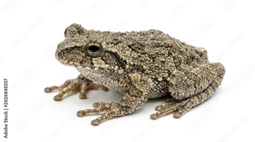 Obraz premium Warty Gray Toad Resting on White Studio Background