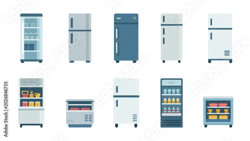 Fotografía Modern medical and laboratory refrigerators and freezers set illustration Vector
