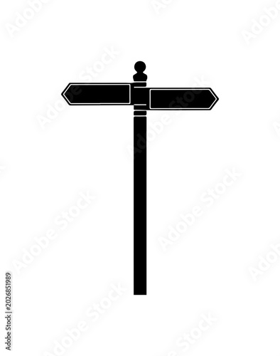 directional sign, black signpost, road sign, vector icon