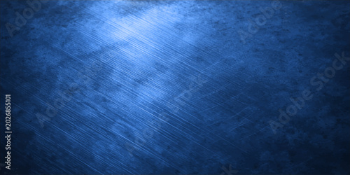 Vintage dark blue grunge textured wallpaper background with rough aged paper wall texture, paint stains and retro pattern design