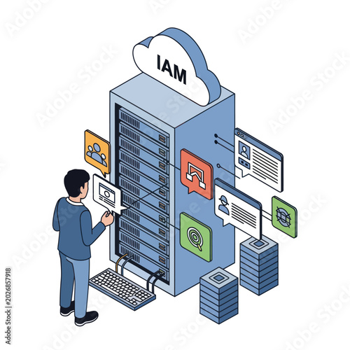 IAM System Management - User Interacting with Identity Access Management Server.