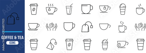 Canvas Print Coffee and tea drink icons