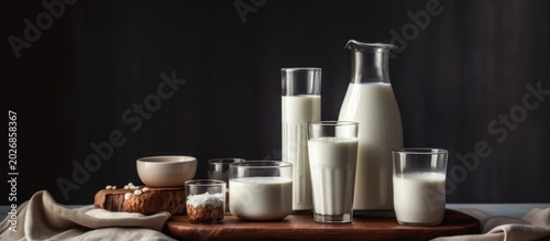 Discover the pure essence of health and nutrition with this elegant display of fresh dairy.