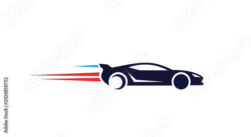 Sleek car icon representing speed and dynamism suitable for branding or advertising purposes
