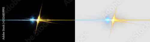 Bild auf Leinwand Bright light beams cross in a vivid display isolated on transparent and black ba