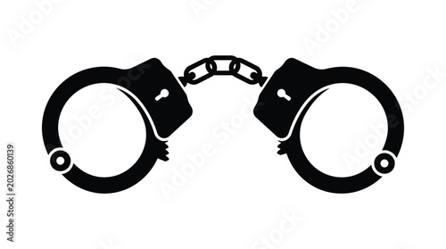 Bild auf Leinwand handcuffs silhouette on a white background