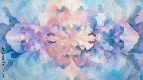 Serene Pastel Floral Mandala: A Dreamlike Abstract Painting