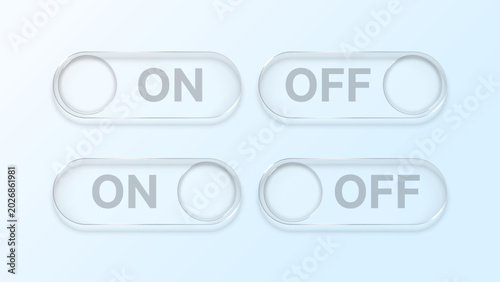 Photos Modern Liquid Glass On Off Toggle Switch Buttons, Transparent Glassmorphism UI C