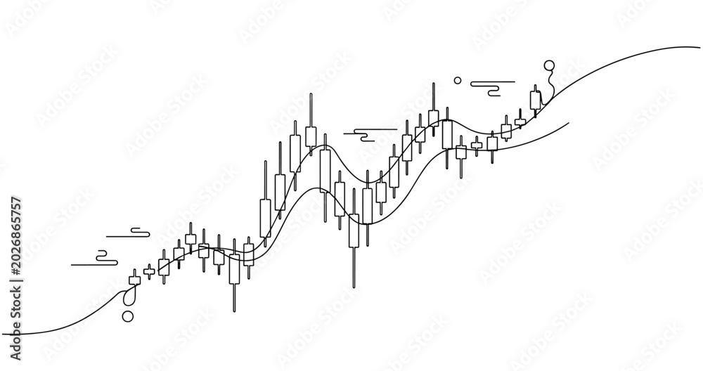 Obraz premium Abstract stock market line drawing with candlestick chart. None editable stroke