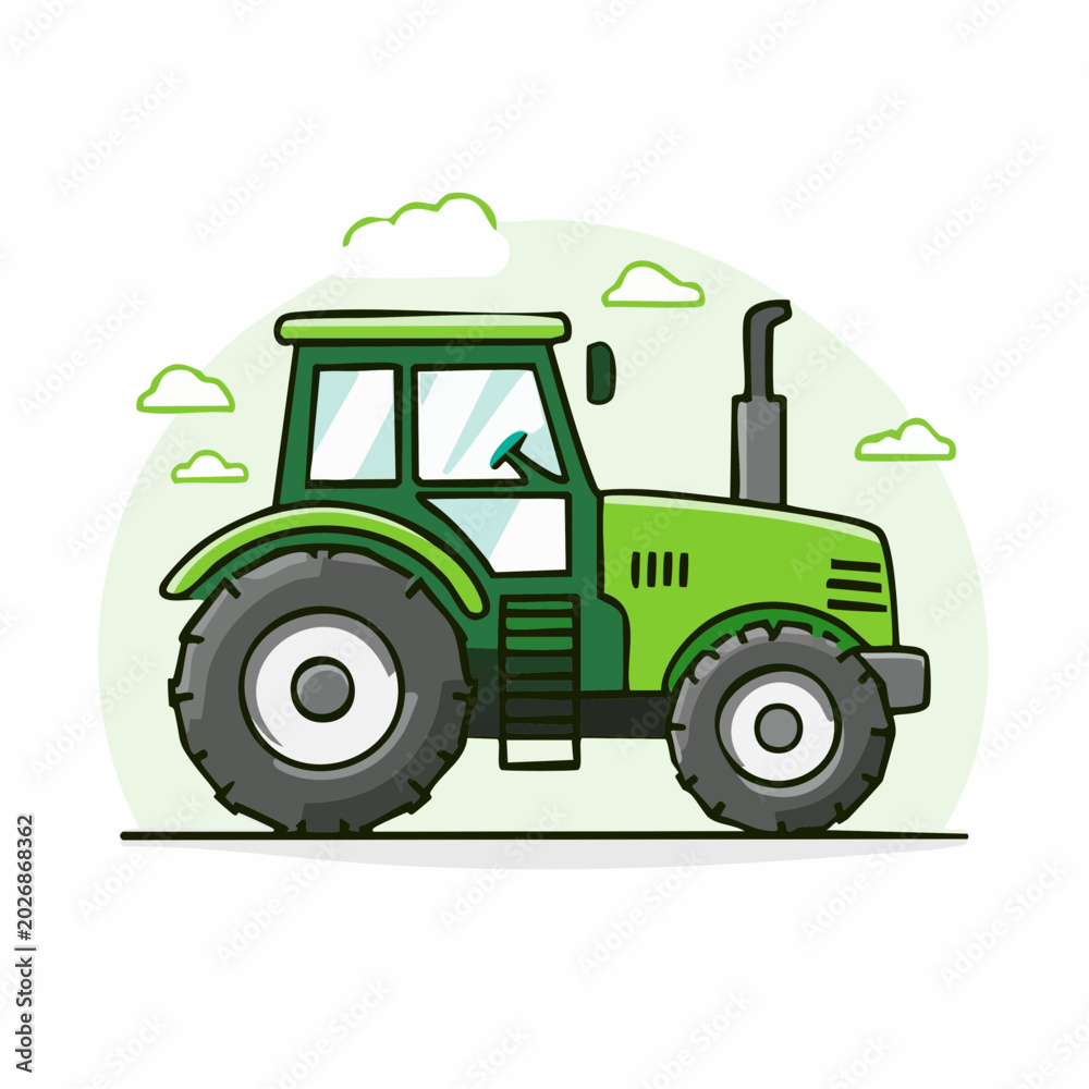 Naklejka premium Green Tractor Illustration