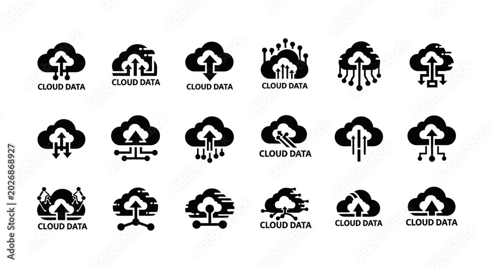 Obraz premium Cloud data storage icons set.