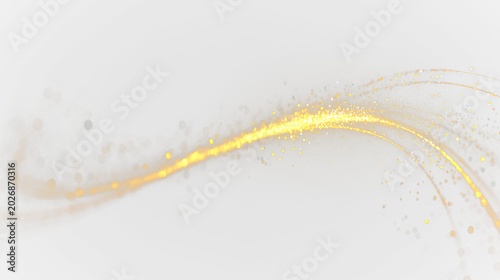 Quadro em tela Swirls of golden light move across isolated on transparent background, in a soft