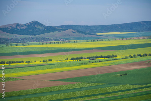 Foto landscape with mountains, view from Consul Hill, Izvoarele Village, Tulcea, Roma