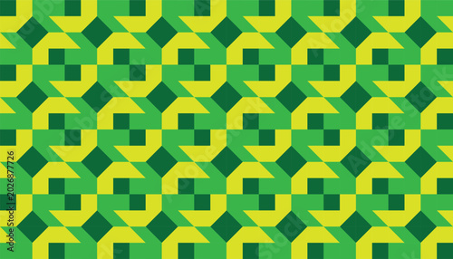 Brazil color geometric seamless pattern. Abstract green and yellow vector background for sports, carnival, or national day banner design.