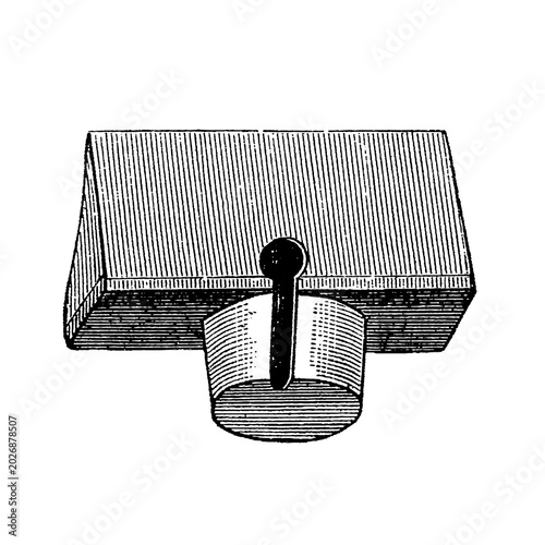 Foto Plug handle with oval tenon and rod, vintage woodworking tool, intricate crosshatching, black and white engraving, old vintage illustration, 1889