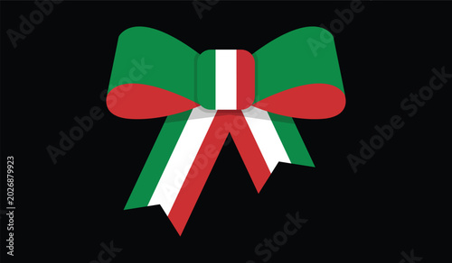 Italian Ribbon Bow National Flag Color Decorative Celebration Vector Illustration Elegant Festive Design Concept