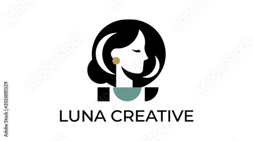 Quadro su tela Elegant Woman Profile Logo - Luna Creative Brand Identity