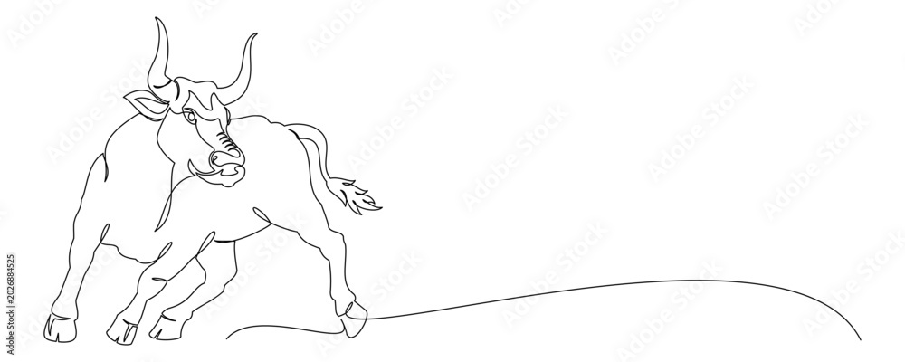 Fototapeta premium Illustration of a bull with a continuous line drawing.eps