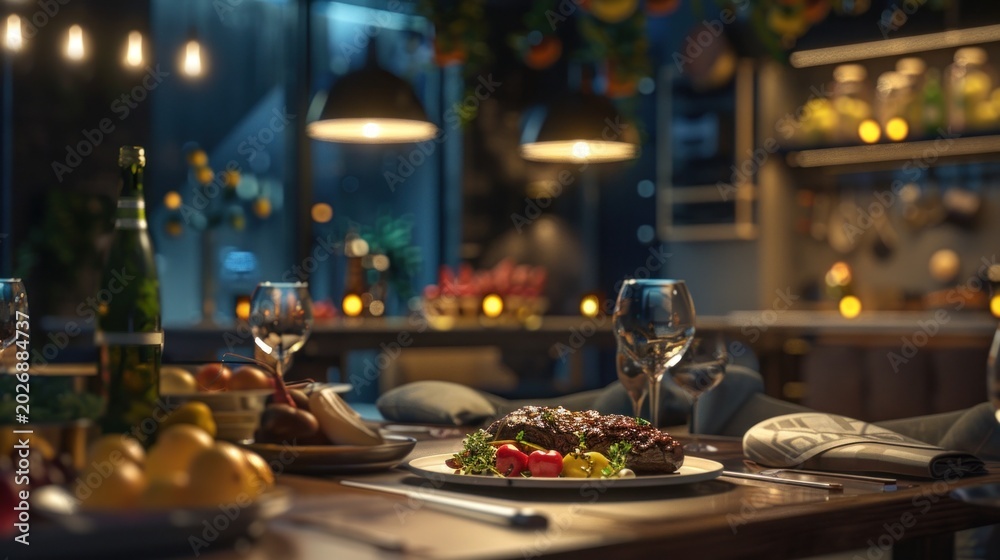 Fototapeta premium Restaurant dining experience interior