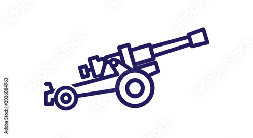 Konstfotografi Artillery cannon vector icon, line drawing on white background