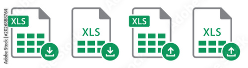 Excel file upload and download format icon. Xls icon, vector illustration