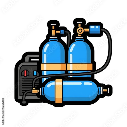 Welder's equipment power source and gas cylinders