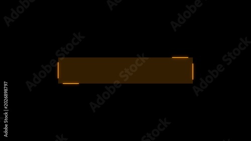 Bright orange neon lower third overlay with glowing cinematic frame for broadcast, streaming, advertising, and professional video editing projects, alpha channel