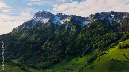 snowy mountains in spring in switzerland