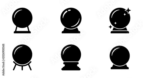 Quadro su tela Crystal Ball Icons, Fortune Telling Spheres, Magic Orbs, Future Prediction Symbo