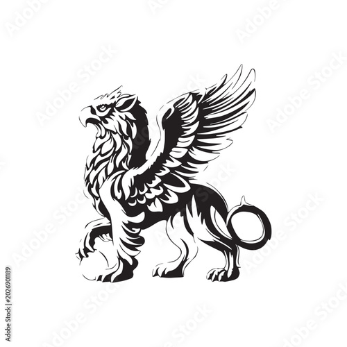 Griffin illustration minimalist design vector