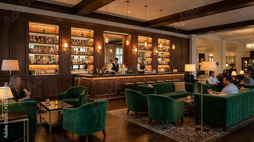 Luxury Hotel Bar Lounge Interior Shot — Hospitality Design Photography Stock Photo