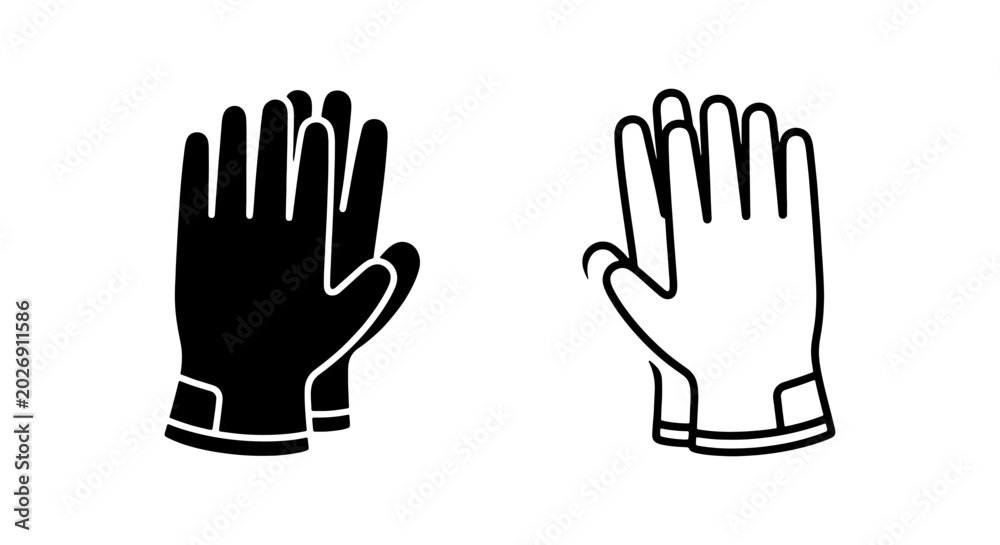 Fototapeta premium Glove Icons, Black and White, Vector Graphics for Safety and Workwear Design