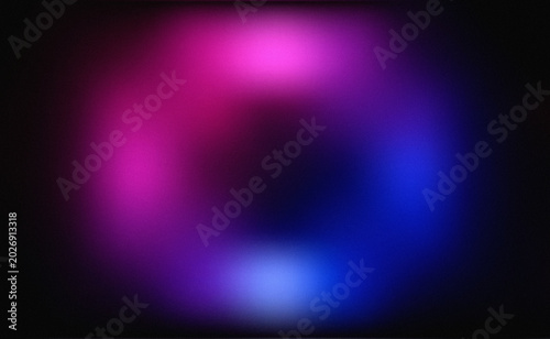 Abstract neon grainy gradient background with vibrant pink and blue aura on dark background