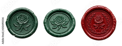 Wax seals with rose flower impression on a transparent background PNG file
