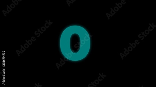 Futuristic cyan glowing countdown timer animation from 3 to 0 with cinematic neon style for intros, trailers, broadcasts, promos, and video editing projects, alpha channel