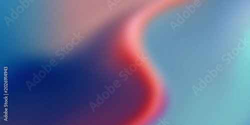 Abstract grainy gradient background with wavy blue and coral pink shapes