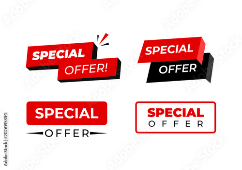 Set Of Sale Tags, Special Offer Announcement Marketing Banner Discount Headers Set, Isolated Vector Elements