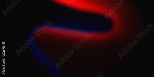 Abstract grainy gradient background with dark black canvas and wavy red and blue neon glow