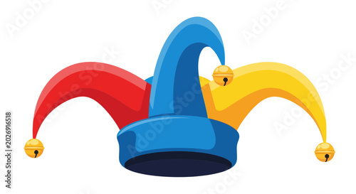 Konstfotografi Jester Hat with Bells, Colorful Carnival Hat