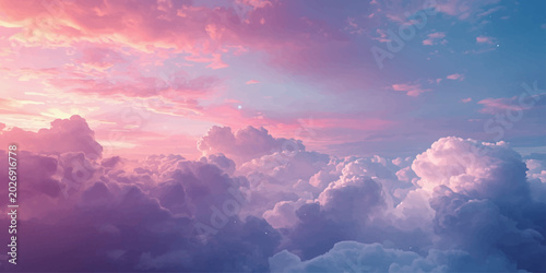 Fantasy Cloudscape with Soft Pastel Evening Light