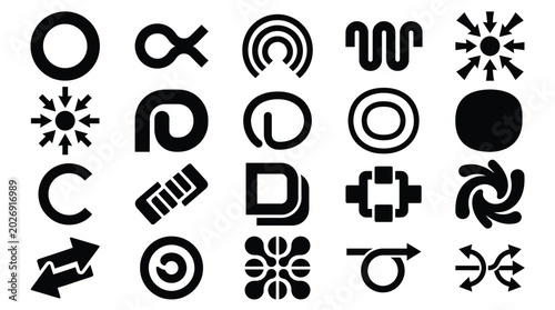 Black and White Geometric Shapes and Symbols