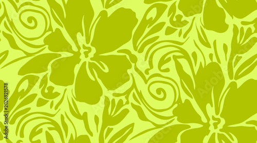 Photos Vibrant green floral pattern design.