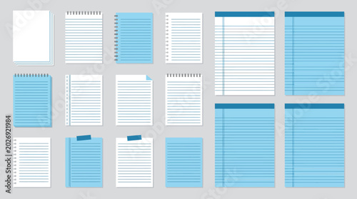 Foto Collection of various notebook and paper designs.