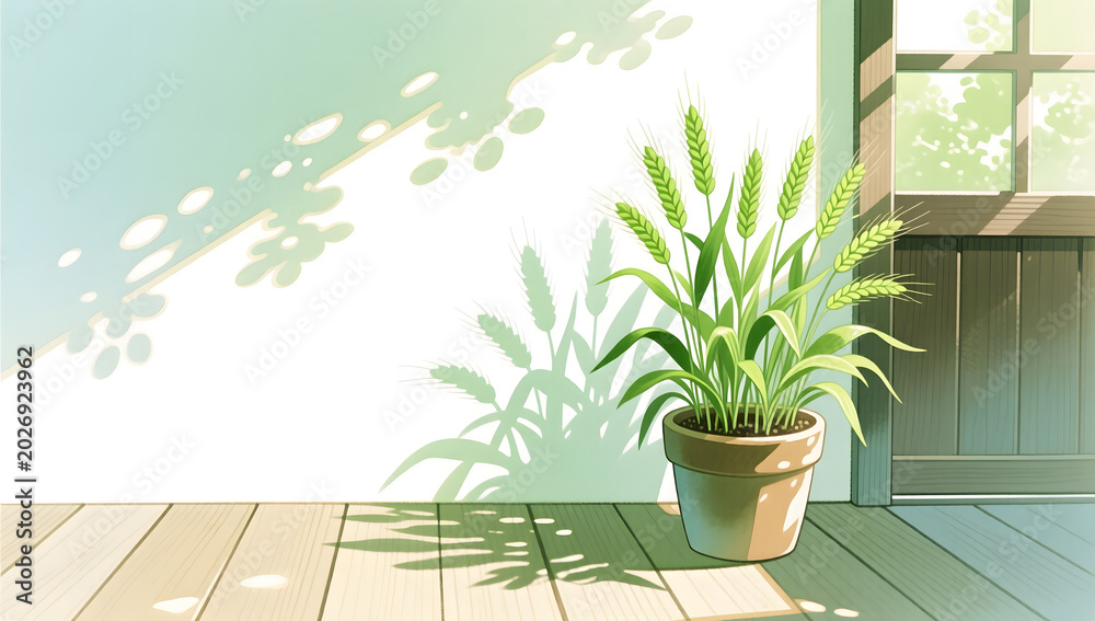 Fototapeta premium Xiaoman solar term quiet garden and sunlight illustration