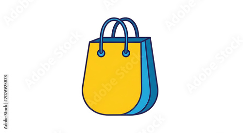 Yellow and blue backpack with black straps and handle, flat luggage travel school