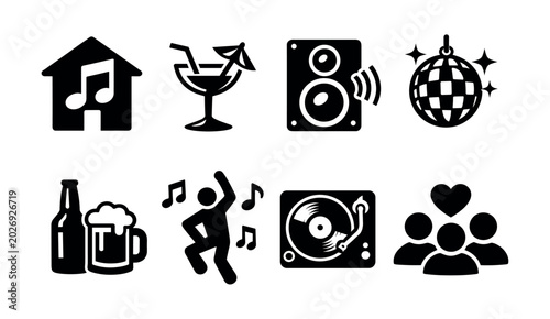 Foto Fun icons representing a lively party atmosphere and music enjoyment