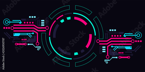 Premium Dark Mode Futuristic AI HUD Interface Technology Background