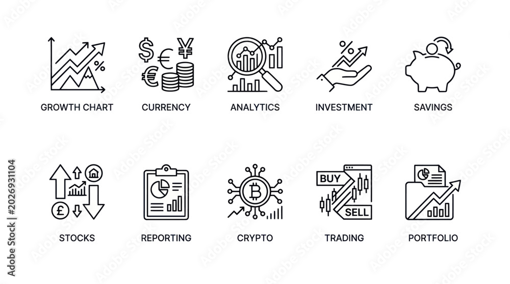 Fototapeta premium Business Data Analytics and Financial Portfolio Reporting Icons