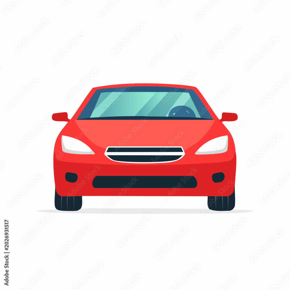 Fototapeta premium Red Sedan Car Front View